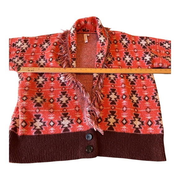 Grace + Karma Button Up Knit Cardigan Sweater Fringe Size 2X Aztec Southwestern - Picture 6 of 9